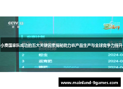 小麦国家队成功的五大关键因素揭秘助力农产品生产与全球竞争力提升